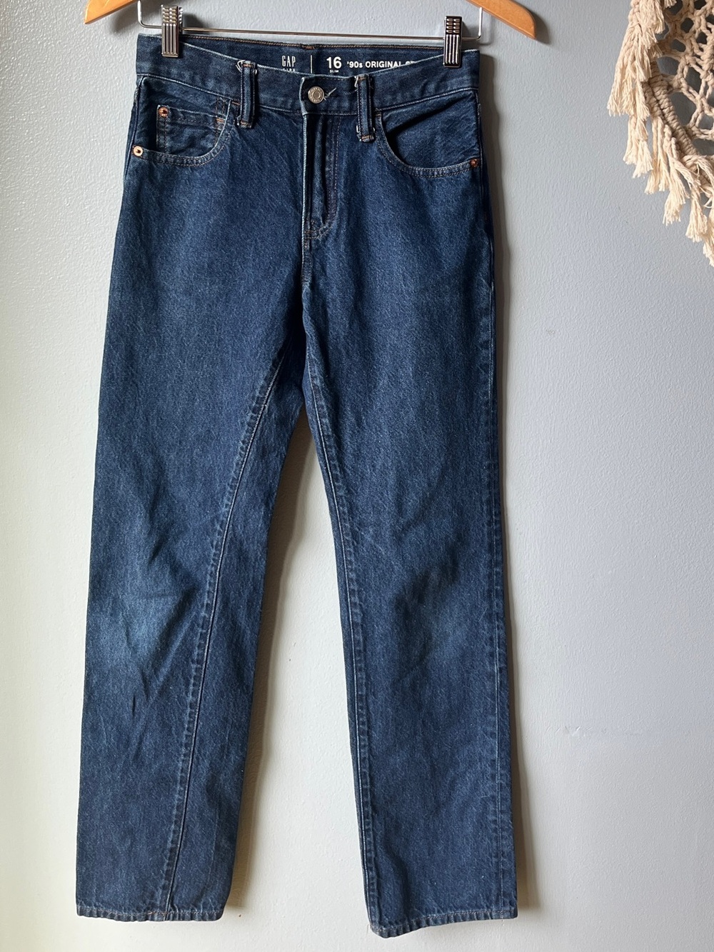 GAP Kids '90s Original Slim Jeans Size 16 Dark Wash Straight Leg